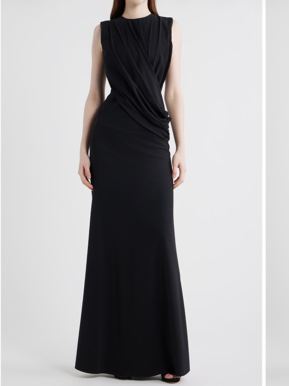 Chiara Boni Frozy Ruched Sleeveless Gown
Black